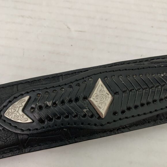 Vtg Case IH Agricultural Mens 40 Leather Belt Black Western Concho Woven - Picture 4 of 8